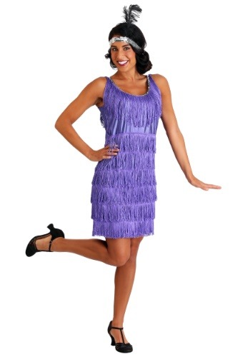 Women&#39;s Fringe Purple Flapper Costume