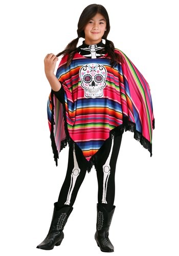 Girl&#39;s Day of the Dead Poncho Costume