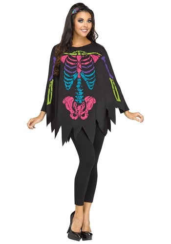 Women&#39;s Color Bones Poncho Costume
