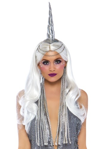 Silver Unicorn Headband with Chain Accent &amp; Mane