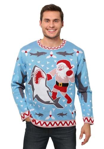 Men&#39;s Santa vs Shark Ugly Christmas Costume Sweater