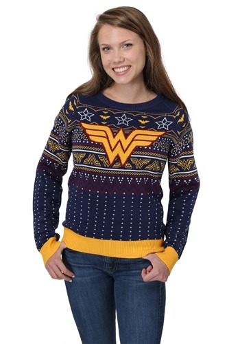 Wonder Woman Navy Women&#39;s Ugly Christmas Sweater