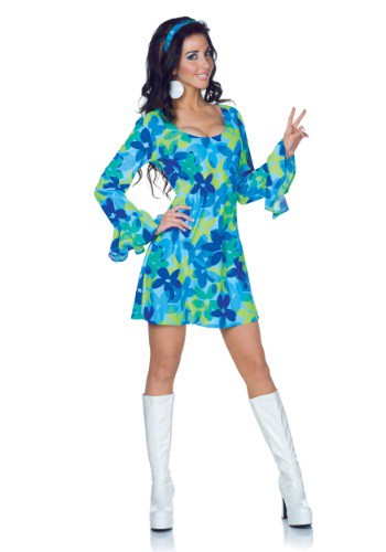 Plus Size Women&#39;s 70s Wild Flower Retro Dress Costume