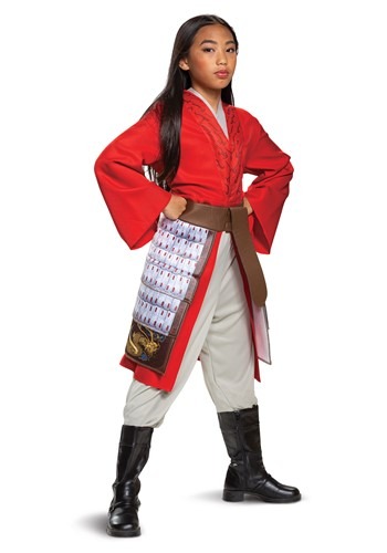 Mulan Girl&#39;s Deluxe Hero Red Costume