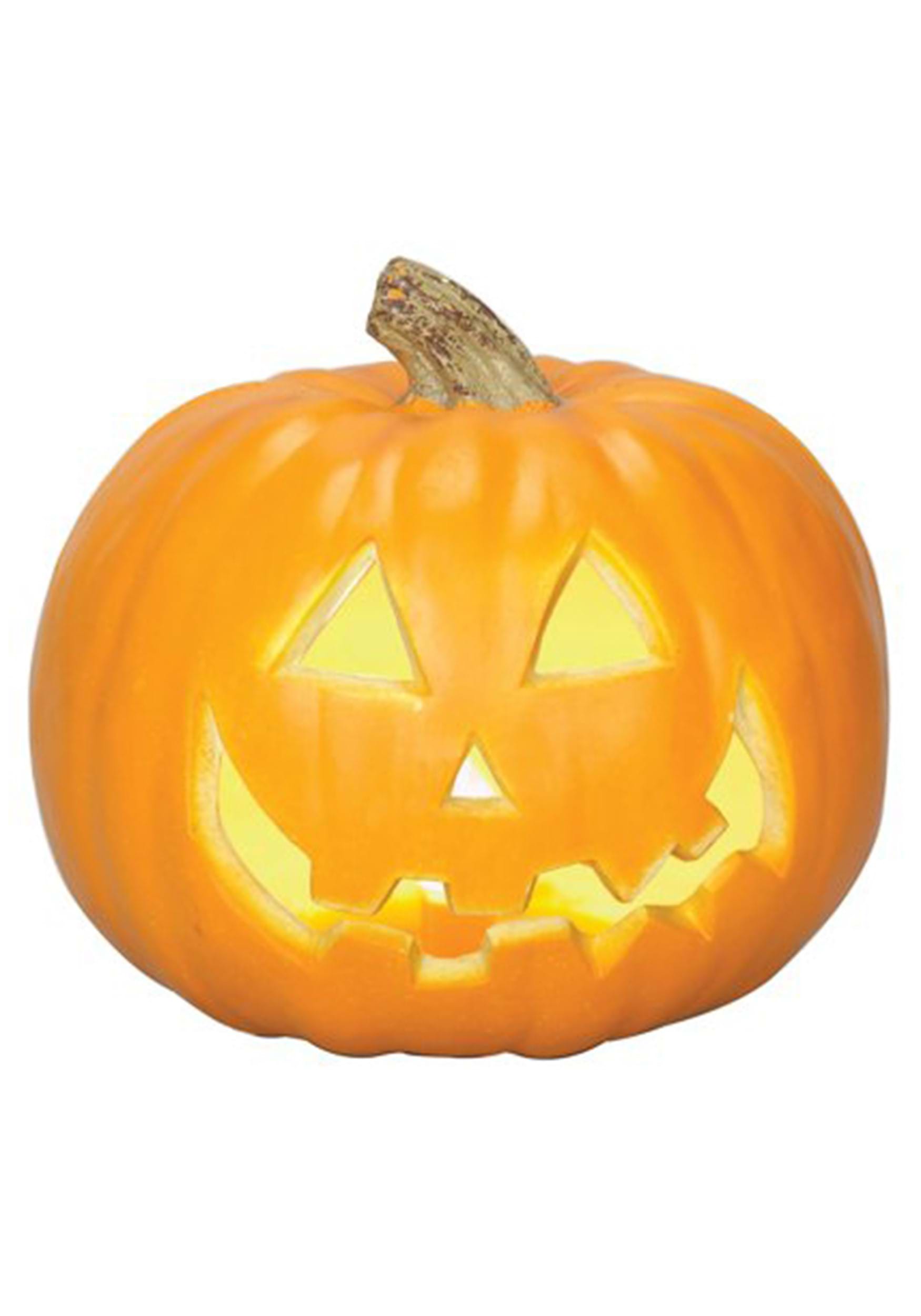 8-Inch Traditional Light Up Pumpkin Halloween Decoration | Pumpkin Decorations
