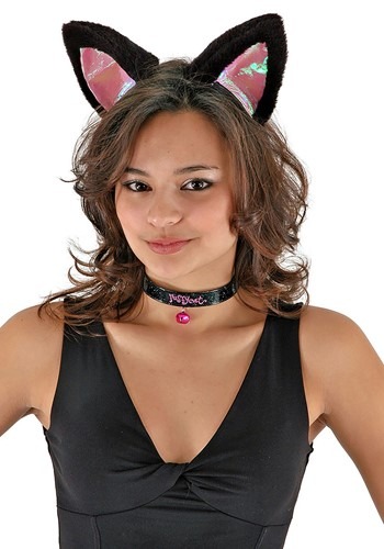 Cat Ears Headband Collar &amp; Tail Kit Black &amp; Pink