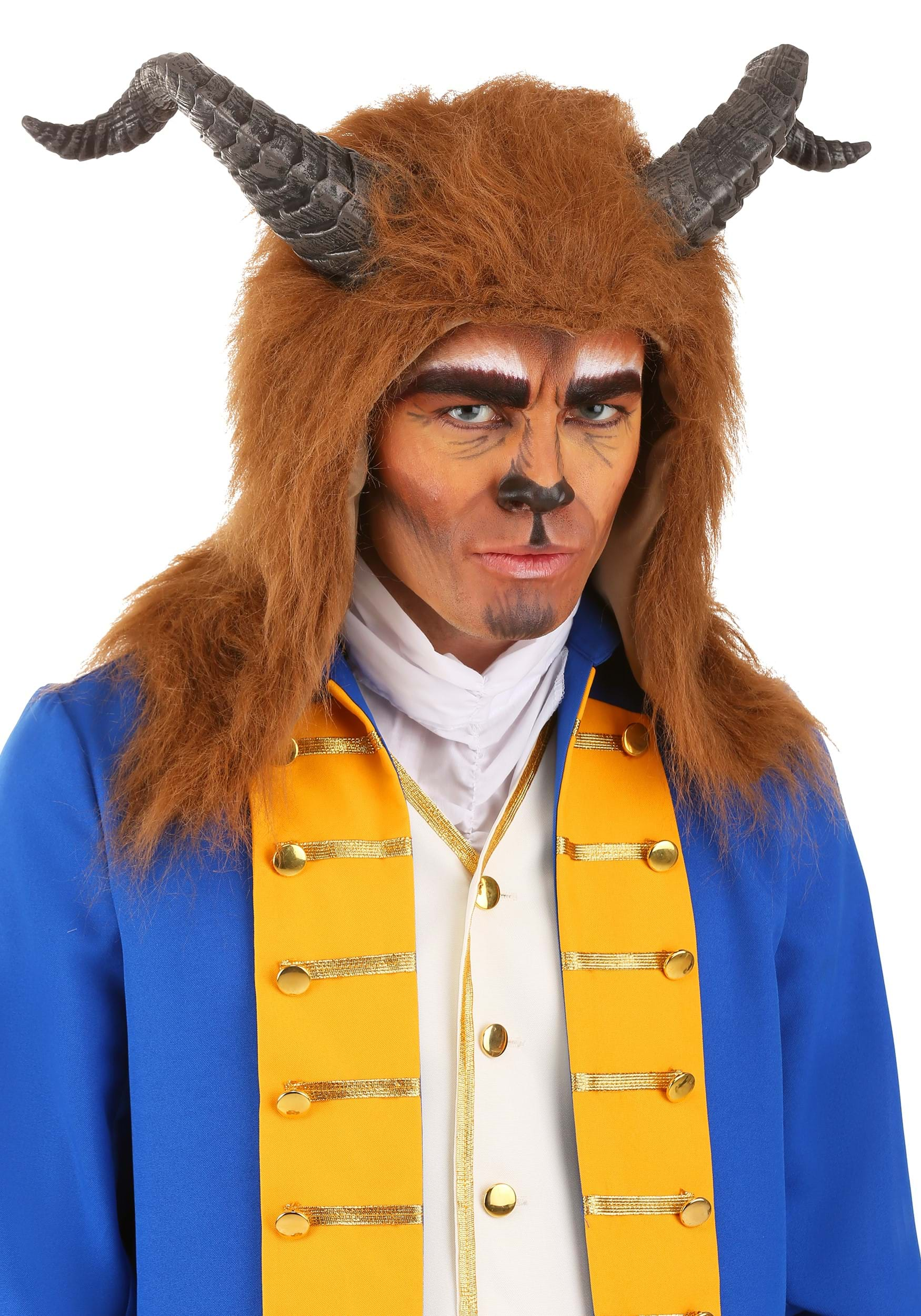 Brown Beast Costume Hood with Horns