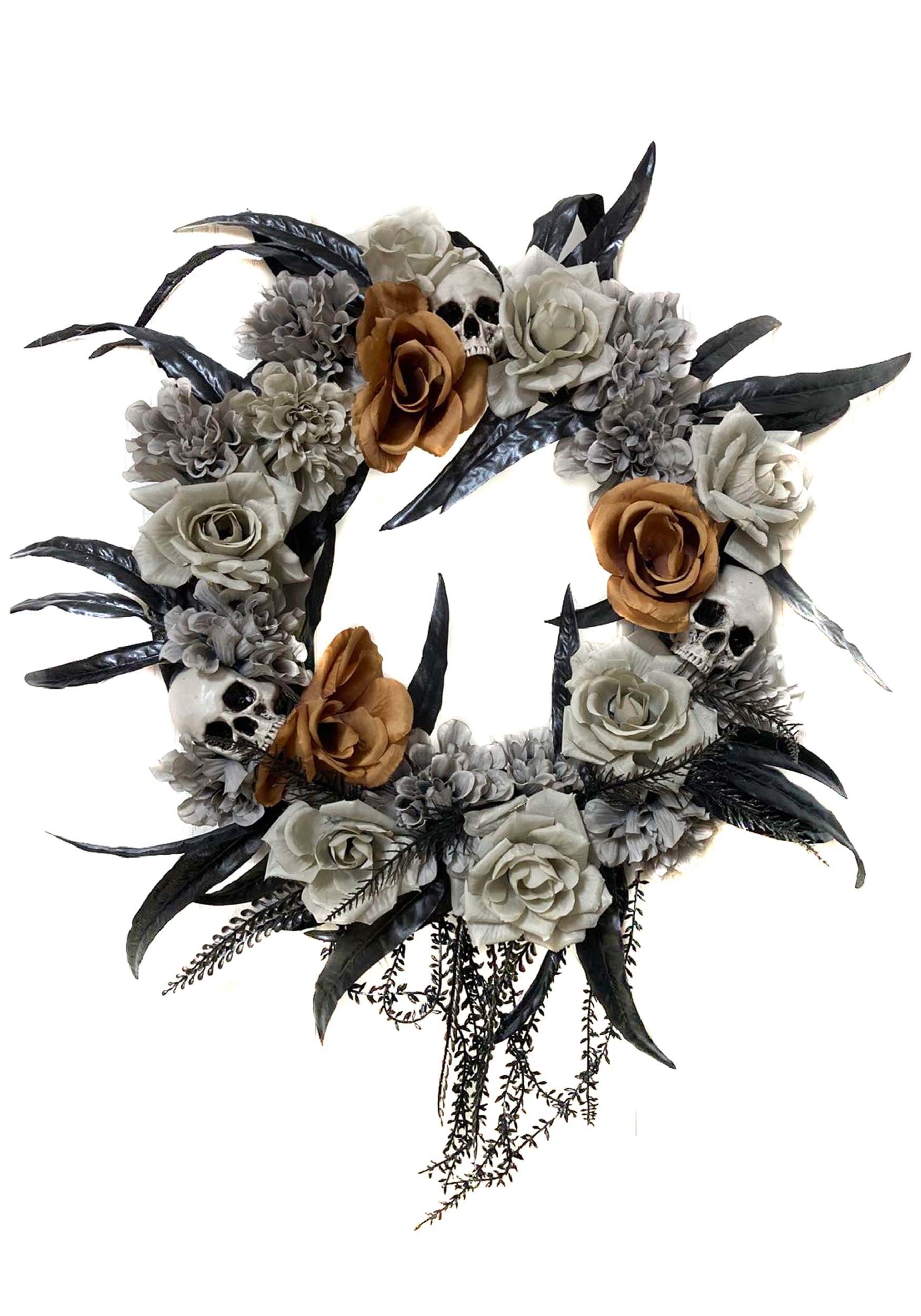 Gothic Flower & Skull Wreath Halloween Decoration | Halloween Wreath