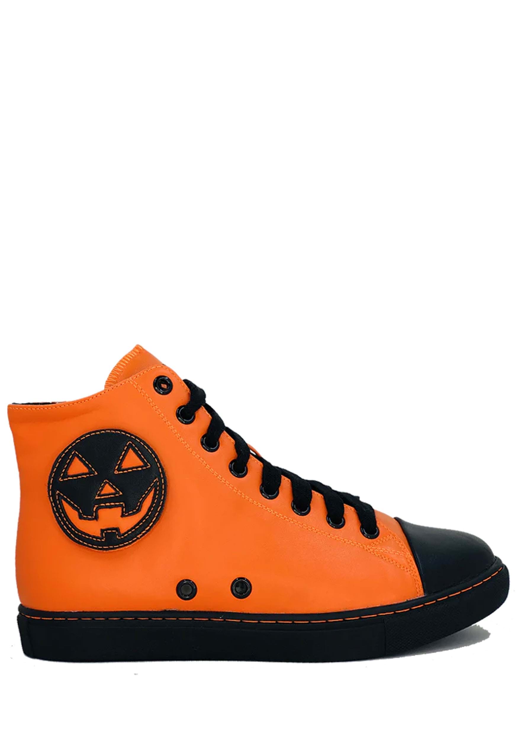 Women's Orange Pumpkin Chelsea Jack High Top Sneaker | Halloween Footwear