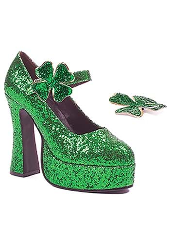 Green Glitter Mary Jane Women&#39;s Platform Shoes