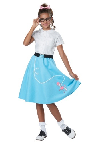 Girls Blue 50&#39;s Poodle Skirt Costume