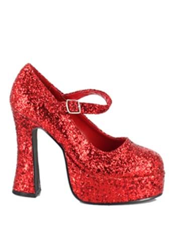 Women&#39;s Red Glitter Platform Mary Jane Shoes