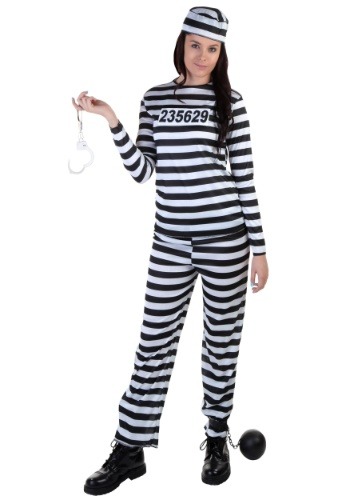 Women&#39;s Striped Prisoner Costume