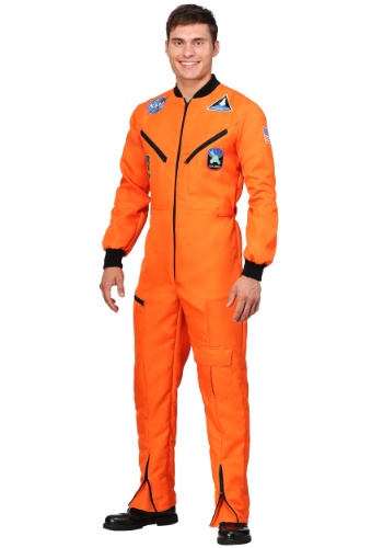 Plus Size Orange Astronaut Jumpsuit Costume for Adults