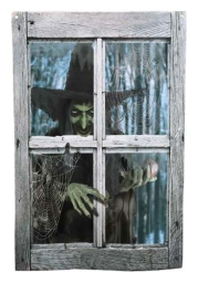 47" Witch Outside the Window Printed Curtain Prop