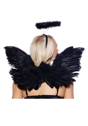 Black Angel Wings and Halo Costume Set