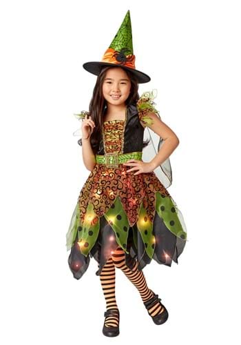 Girl&#39;s Light Up Green Witch Costume