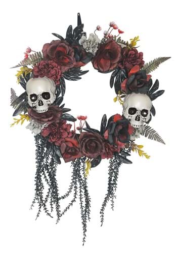 Skull &amp; Roses Halloween Wreath Decoration