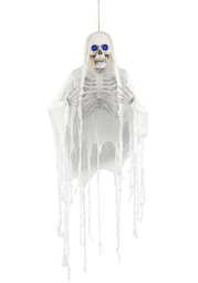 Haunted Hanging Skeleton with Light Up Blue Eyes Prop