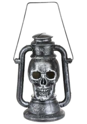 Silver Skull Lamp with 3 Color LED Lights Prop