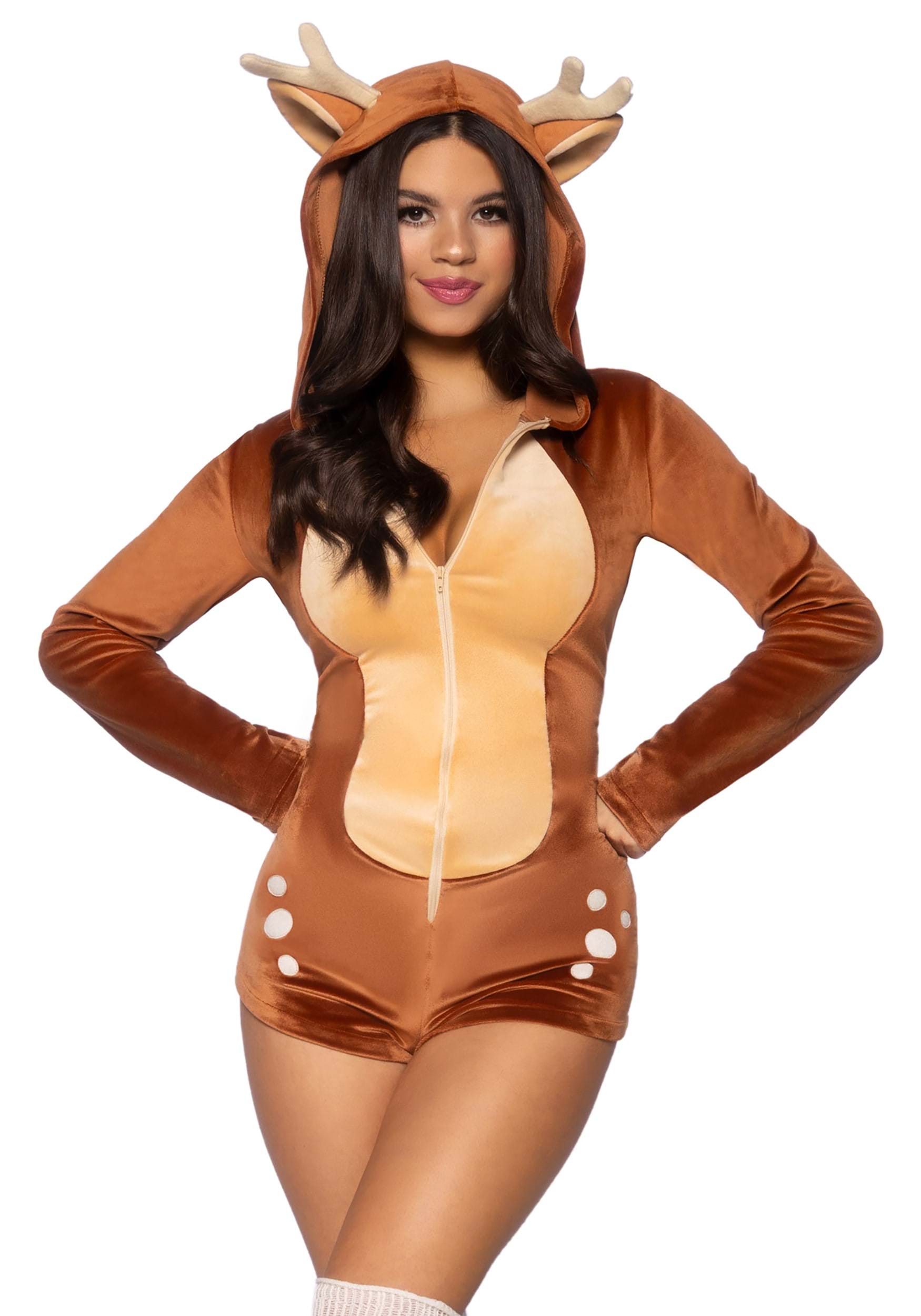 Sexy Plush Fawn Romper Women