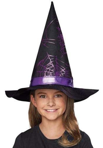 Girl&#39;s Purple Web Witch Hat