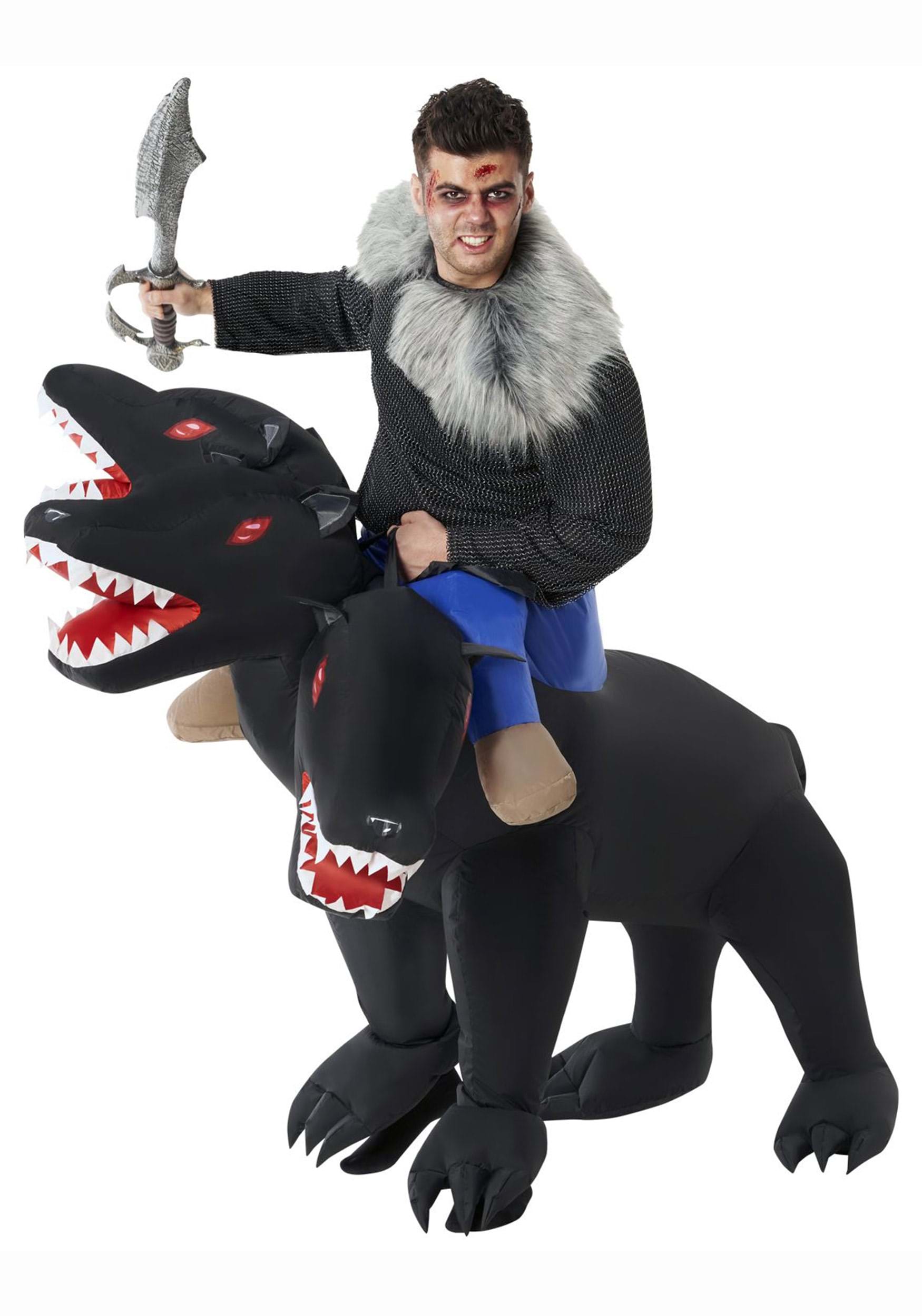 Evil 3-Headed Dog Adult Ride On Inflatable Costume