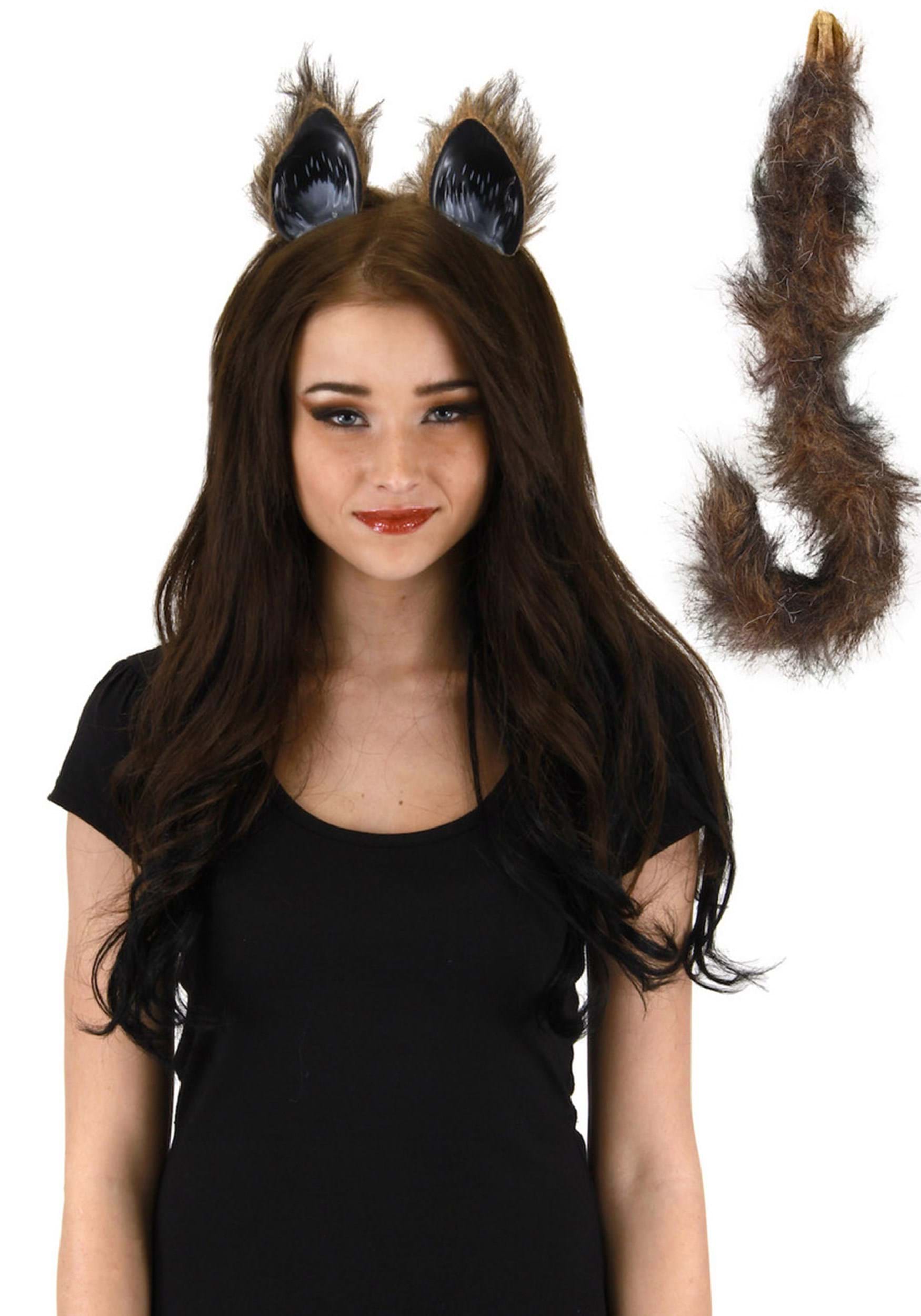 Furry Brown Cat Tail and Ears