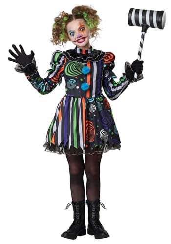 Girl&#39;s Neon Nightmare Clown Costume