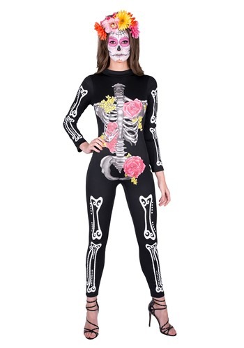 Day of the Dead Catsuit Costume for Women