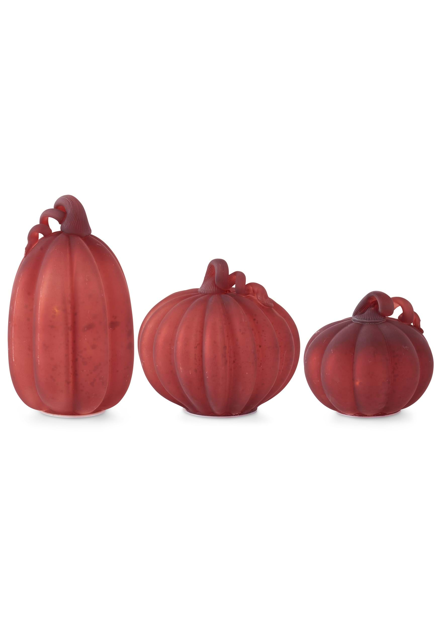 Set of 3 Red Mercury Glass LED Pumpkins Prop | Pumpkin Decorations