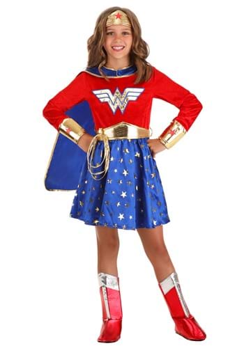 Girl&#39;s Wonder Woman Long Sleeve Dress Costume
