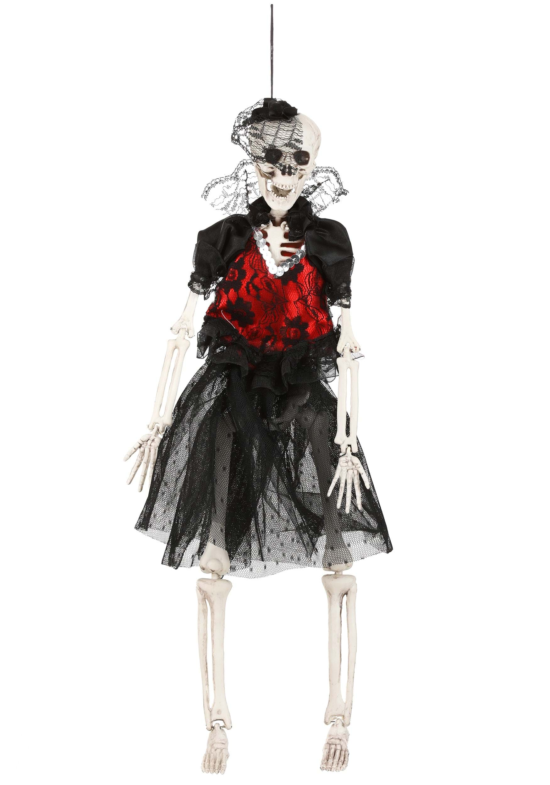 16-Inch Hanging Gothic Dress Skeleton Lady Prop | Skeleton Decorations