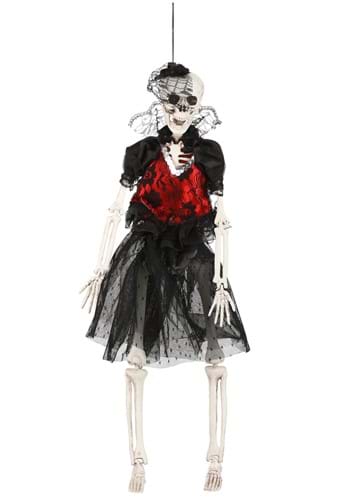 Hanging 16&quot; Gothic Dress Skeleton Lady Decoration