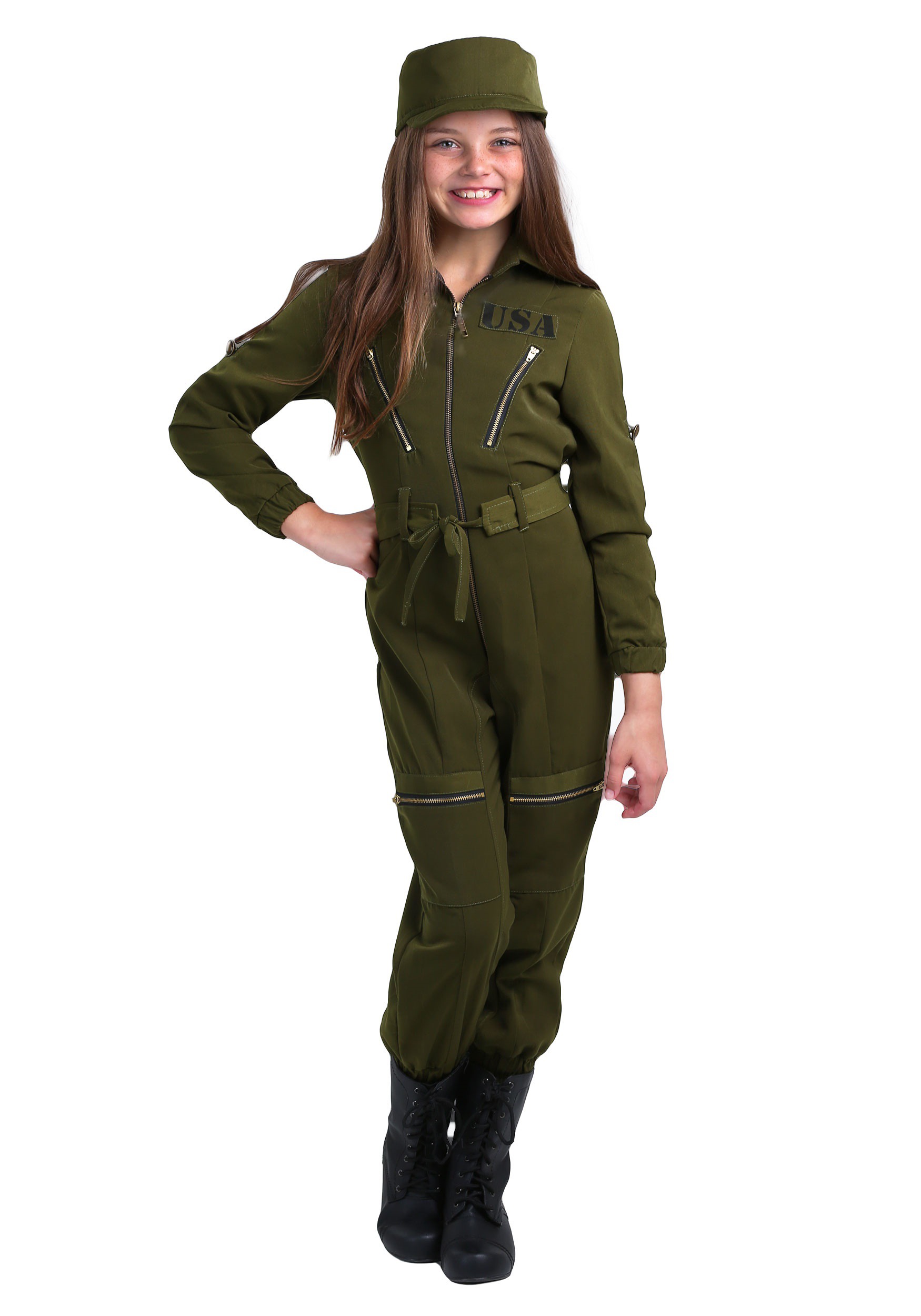 Army Flightsuit Costume for Girls | Uniform Costumes