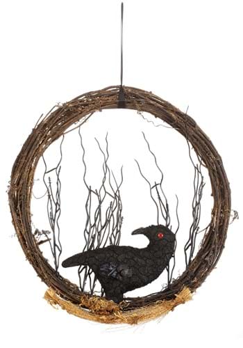Black Crow Halloween Wreath Decoration