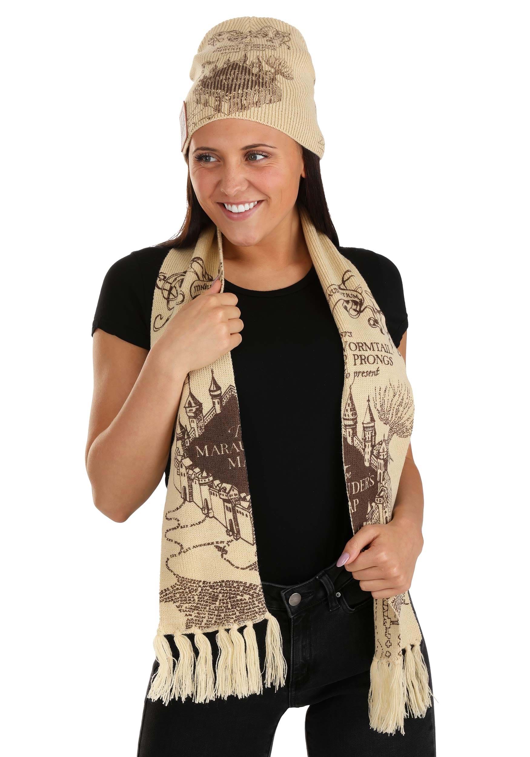 Harry Potter Marauders Map Knit Scarf & Hat Set