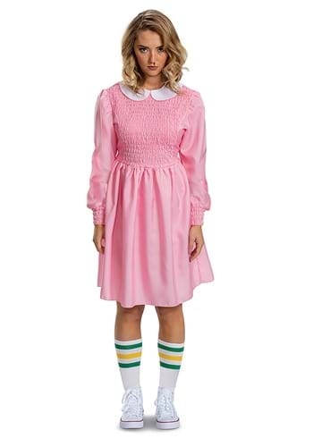 Women&#39;s Stranger Things Deluxe Pink Dress Eleven Costume