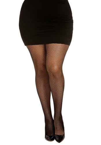 Women&#39;s Plus Size Black Fishnet Pantyhose with Back Seam
