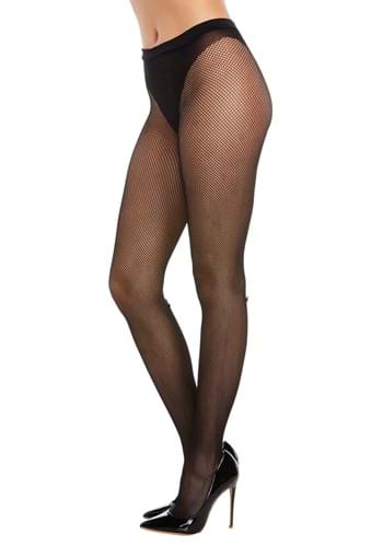 Women&#39;s Black Fishnet Stockings with Solid Panty