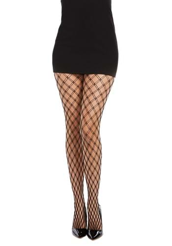 Women&#39;s Black Double Knitted Fence Net Pantyhose