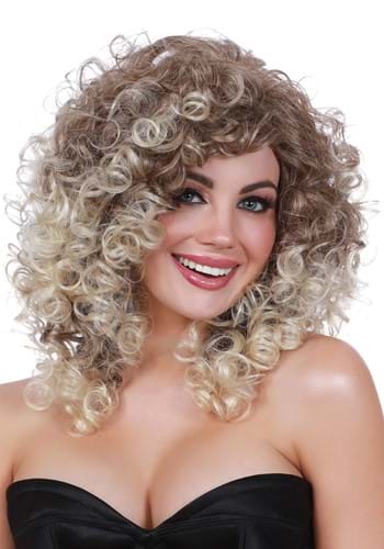 Women&#39;s Long Curly with Dark Roots Wig