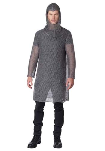 Metallic Knit Chainmail Tunic &amp; Cowl Adult Costume