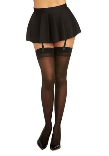Women&#39;s Black Thigh High Stockings with Back Seam