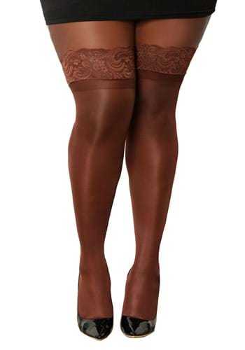 Women&#39;s Plus Size Espresso Sheer Thigh High Stockings