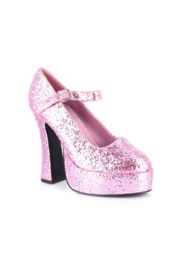 Women's Pink Glitter Platform Mary Jane Shoes