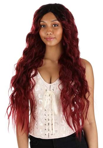 Women&#39;s Black and Red Long Wavy Wig