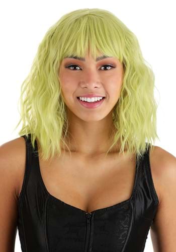 Women&#39;s Blonde and Green Wavy Wig