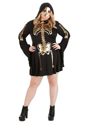 Plus Size Women&#39;s Gilded Skeleton Dress Costume