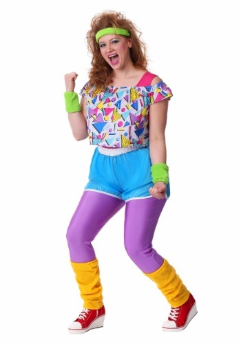 Women&#39;s Plus Size Work It Out 80s Costume